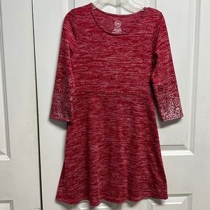 Wonder Nation Pink With Silver Polka Dots Knit Flare Dress Child Size L